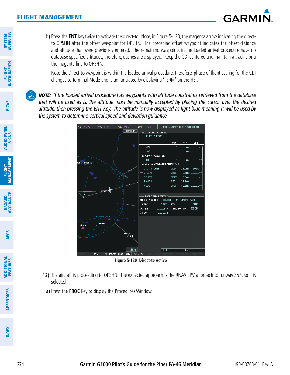 Flight management | Garmin G1000 Piper PA-46 Meridian User Manual | Page 288 / 572