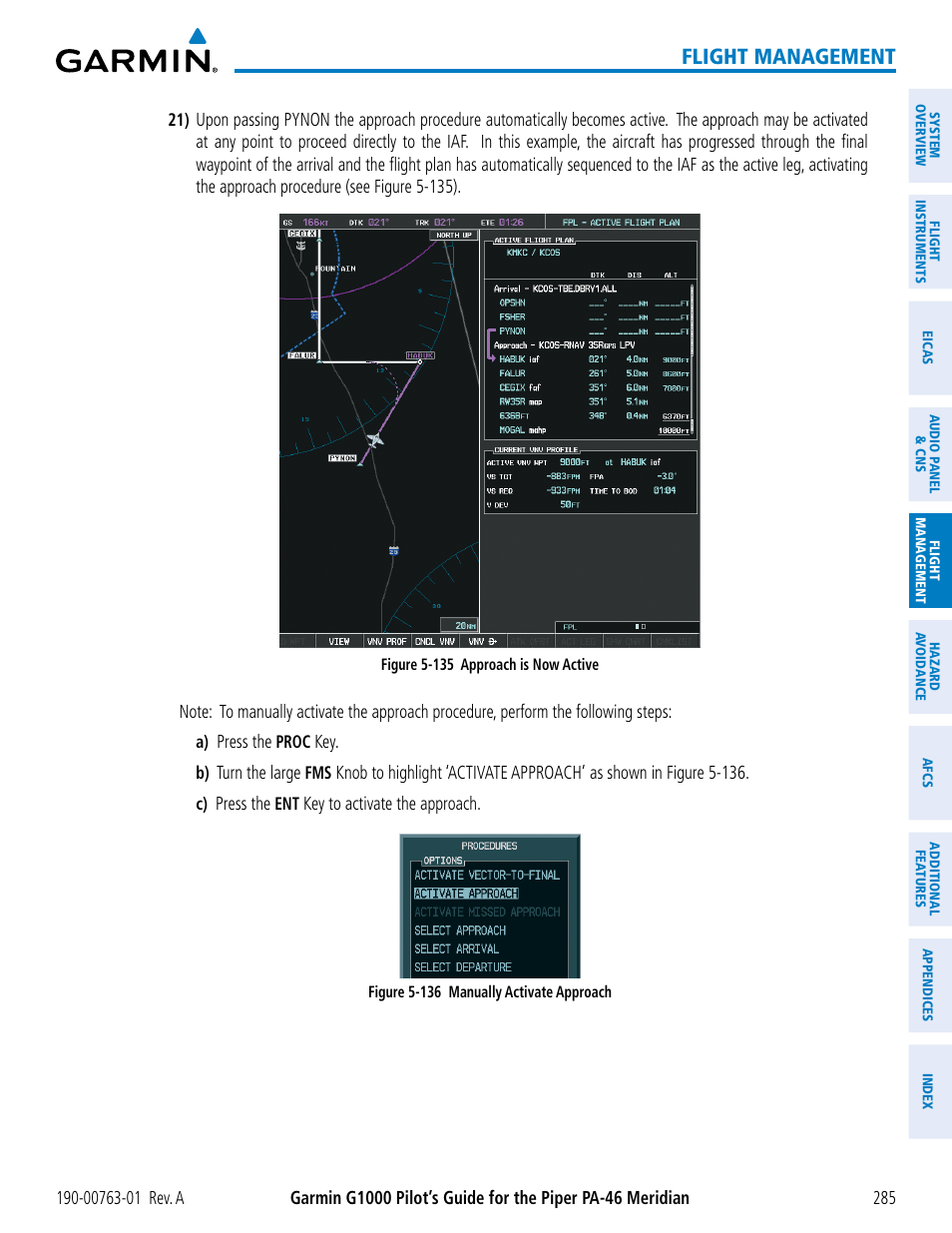 Flight management | Garmin G1000 Piper PA-46 Meridian User Manual | Page 299 / 572