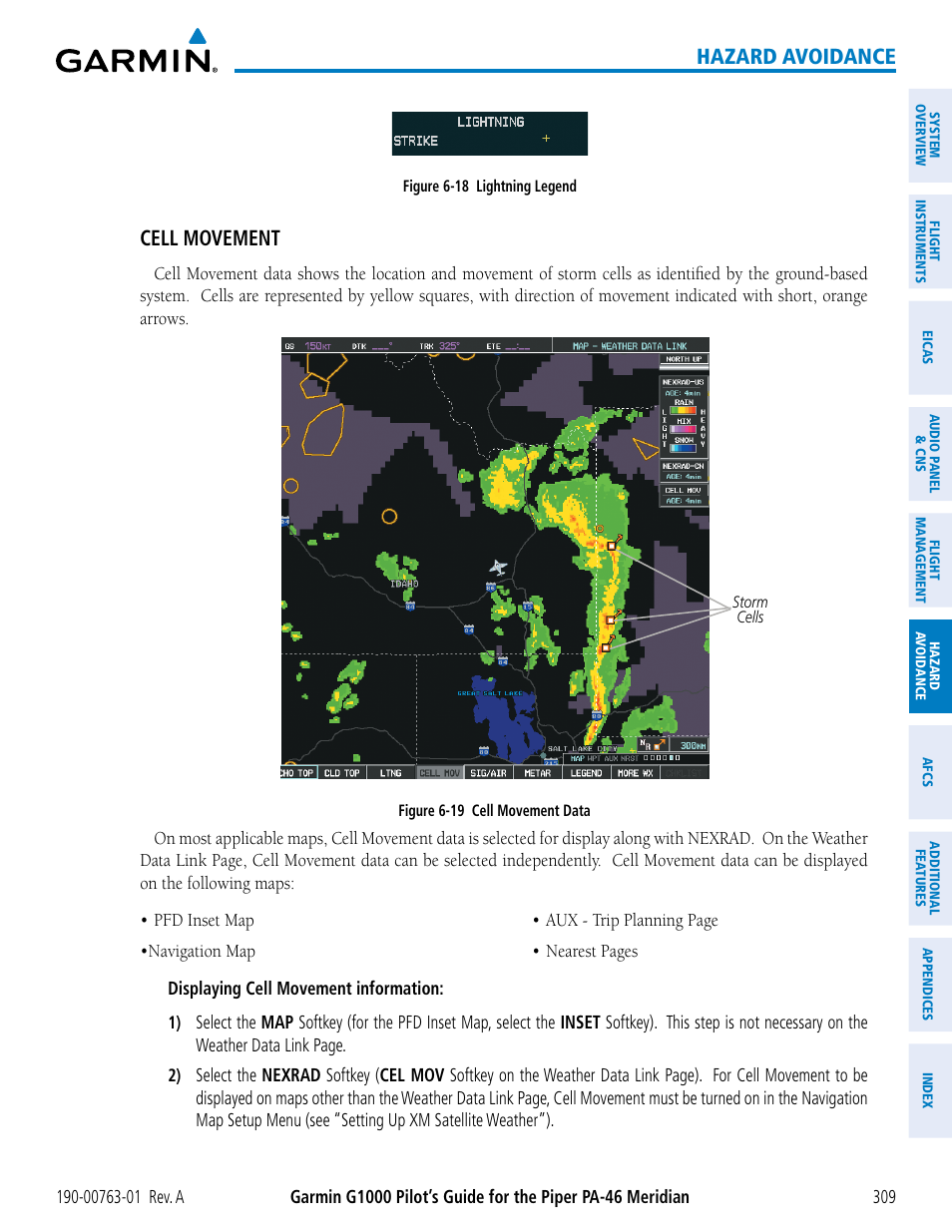 Hazard avoidance, Cell movement | Garmin G1000 Piper PA-46 Meridian User Manual | Page 323 / 572