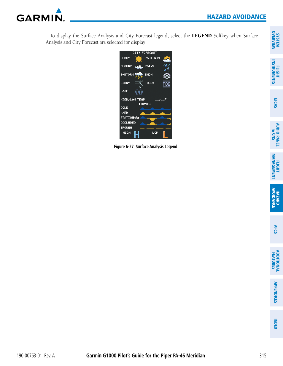 Hazard avoidance | Garmin G1000 Piper PA-46 Meridian User Manual | Page 329 / 572