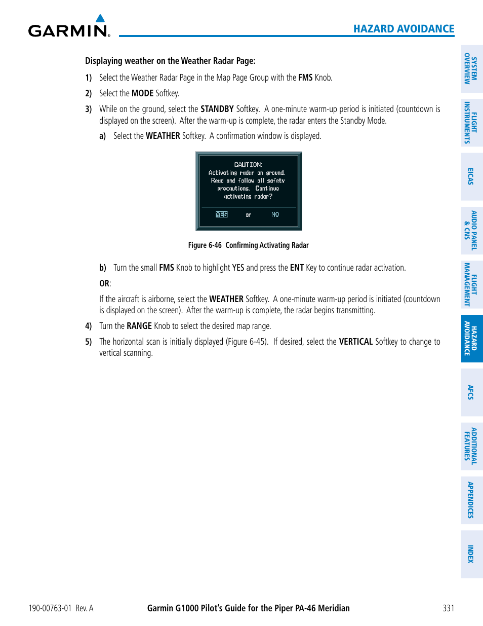 Hazard avoidance | Garmin G1000 Piper PA-46 Meridian User Manual | Page 345 / 572