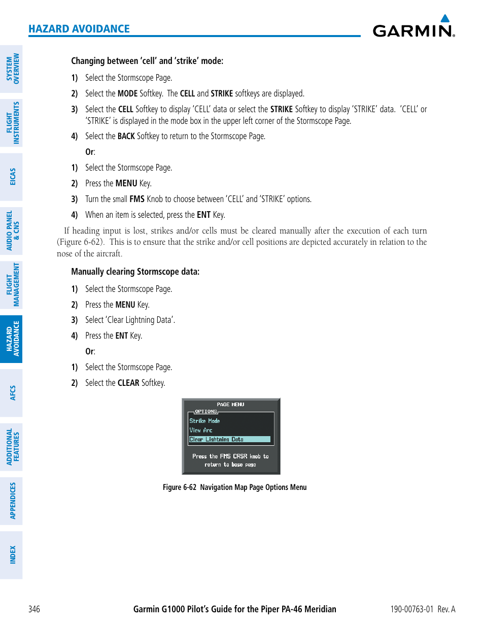 Hazard avoidance | Garmin G1000 Piper PA-46 Meridian User Manual | Page 360 / 572