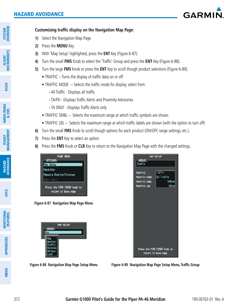 Hazard avoidance | Garmin G1000 Piper PA-46 Meridian User Manual | Page 386 / 572