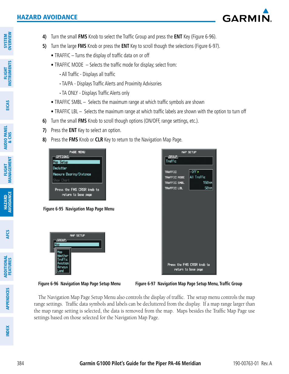 Hazard avoidance | Garmin G1000 Piper PA-46 Meridian User Manual | Page 398 / 572