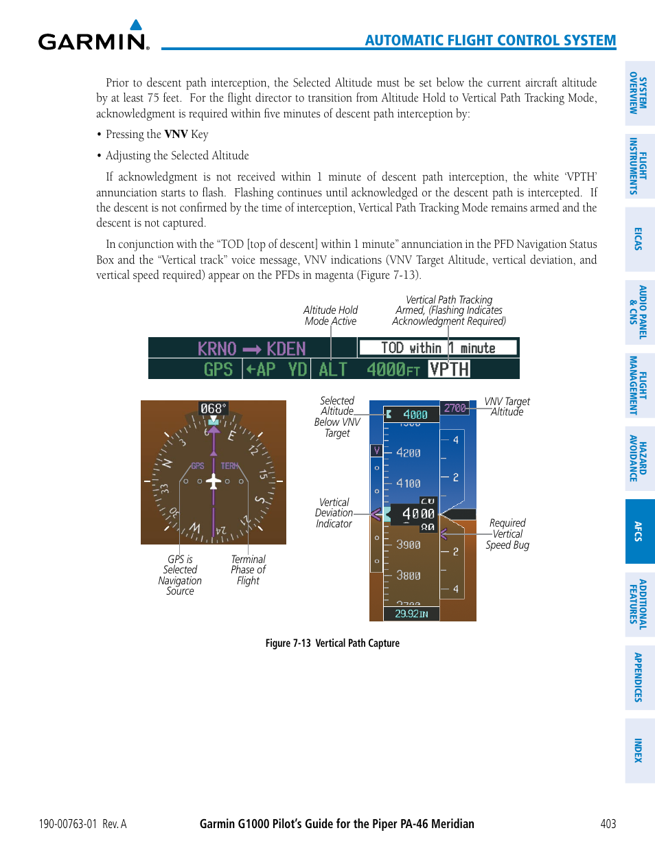 Automatic flight control system | Garmin G1000 Piper PA-46 Meridian User Manual | Page 417 / 572