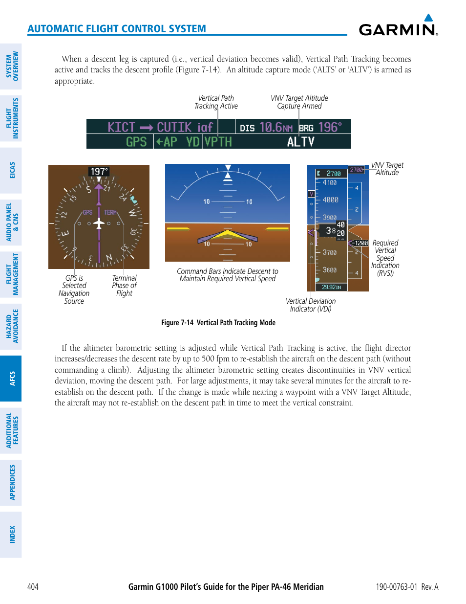Automatic flight control system | Garmin G1000 Piper PA-46 Meridian User Manual | Page 418 / 572