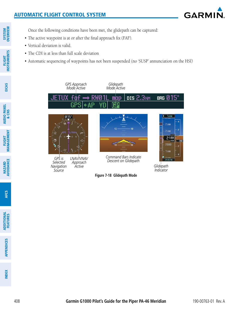 Automatic flight control system | Garmin G1000 Piper PA-46 Meridian User Manual | Page 422 / 572