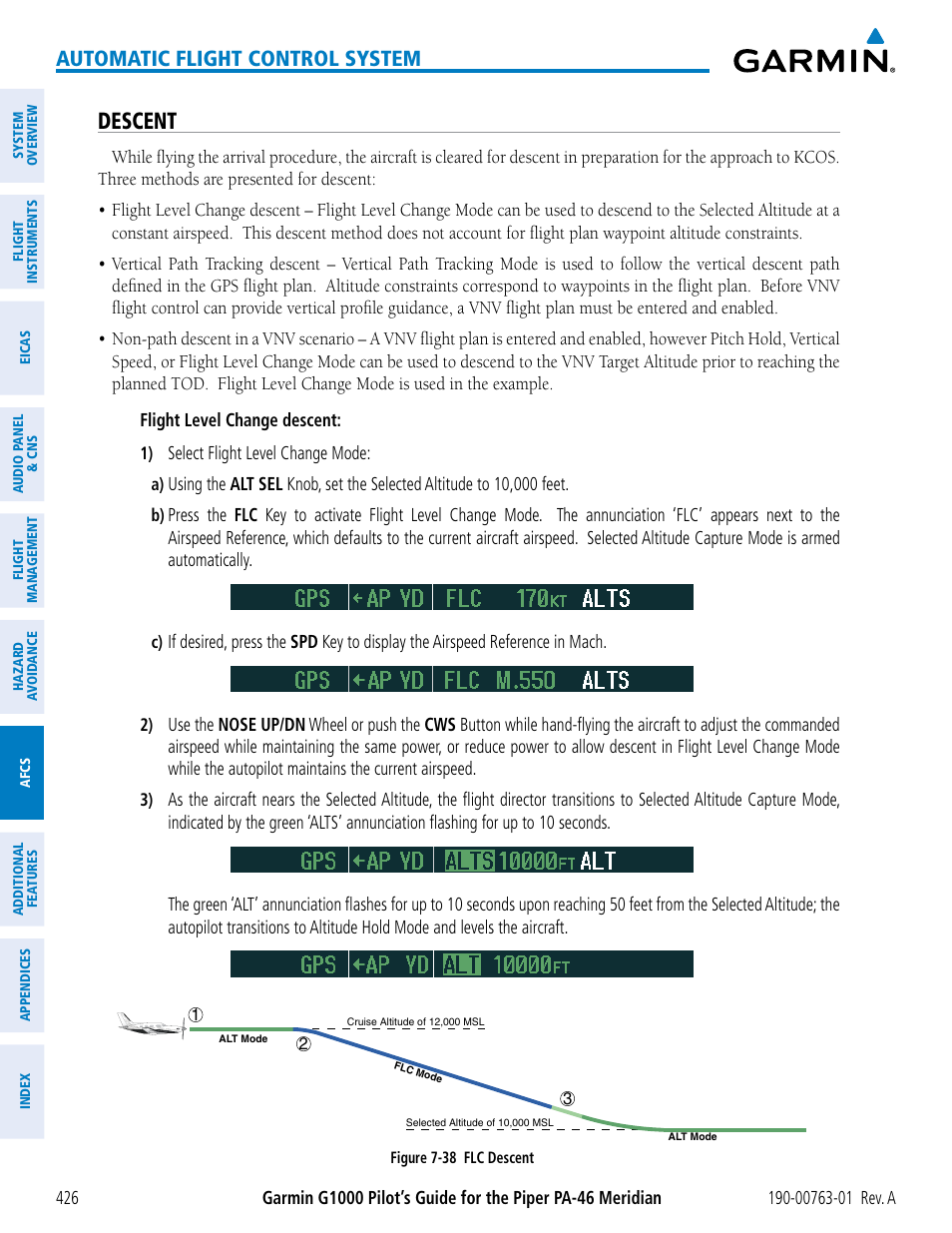 Descent, Automatic flight control system | Garmin G1000 Piper PA-46 Meridian User Manual | Page 440 / 572