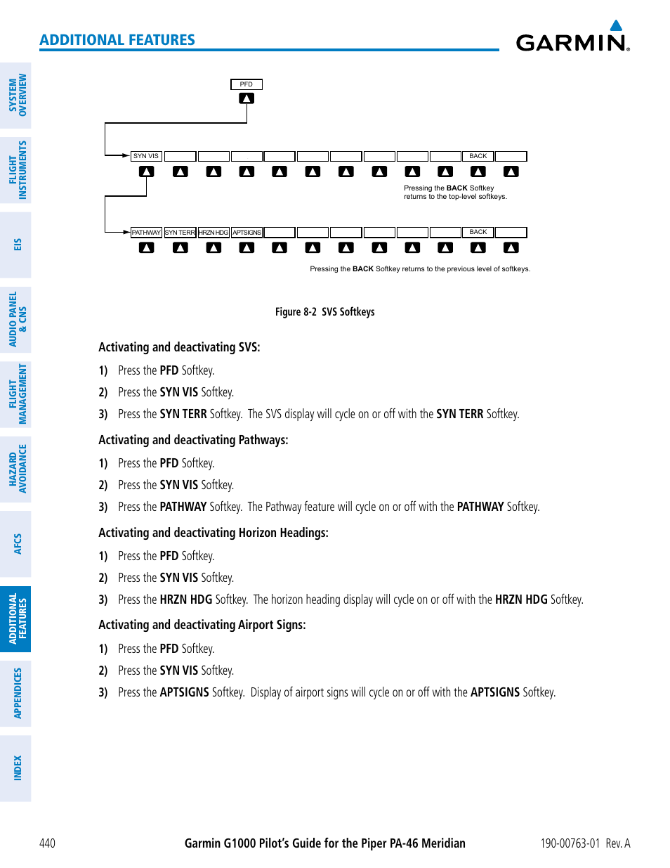Additional features | Garmin G1000 Piper PA-46 Meridian User Manual | Page 454 / 572