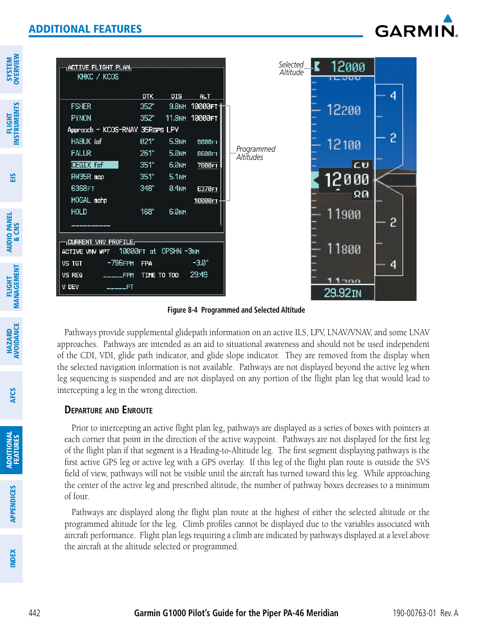 Additional features | Garmin G1000 Piper PA-46 Meridian User Manual | Page 456 / 572