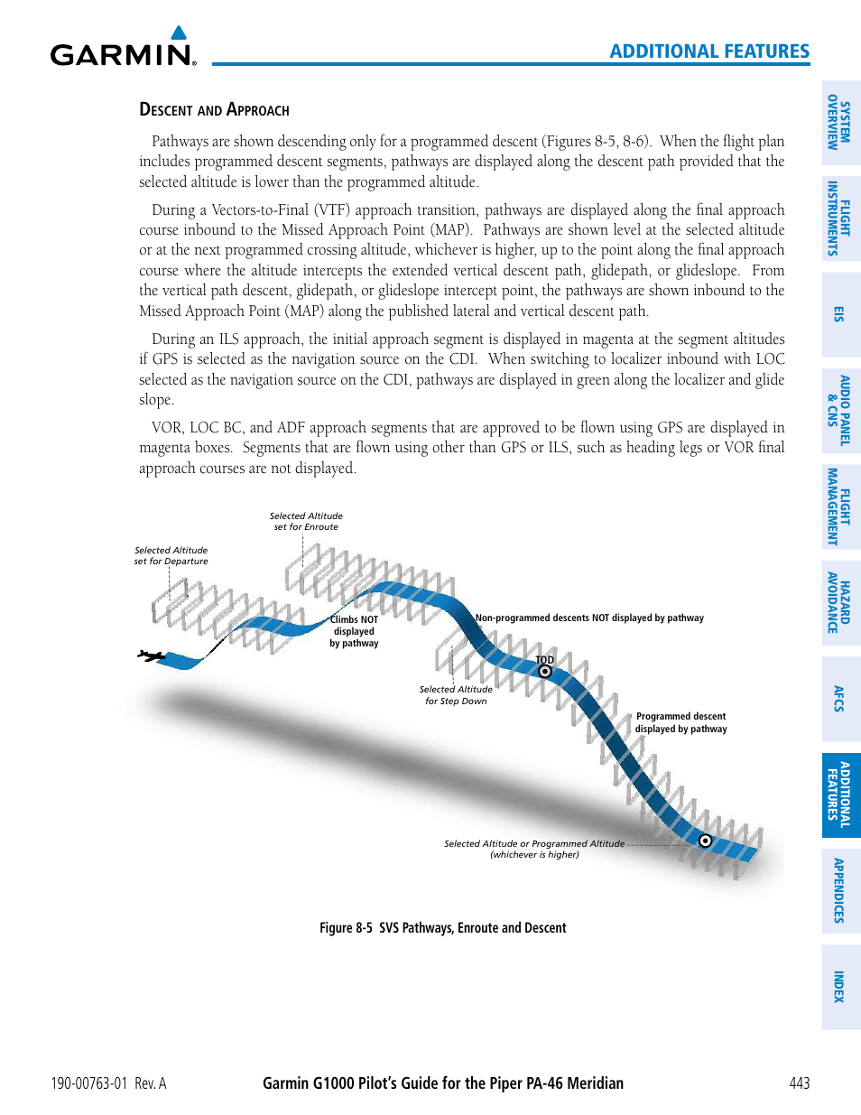 Additional features | Garmin G1000 Piper PA-46 Meridian User Manual | Page 457 / 572