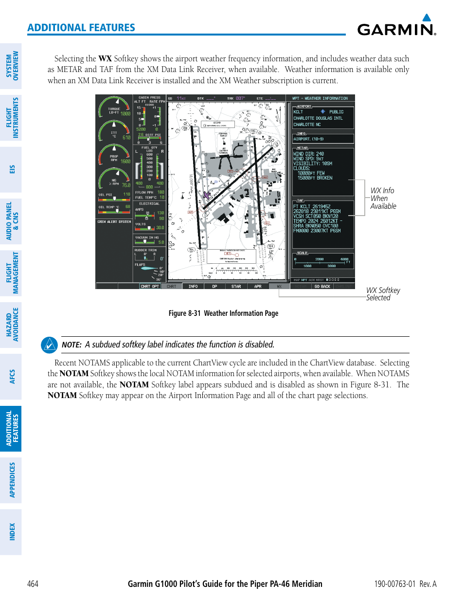 Additional features | Garmin G1000 Piper PA-46 Meridian User Manual | Page 478 / 572