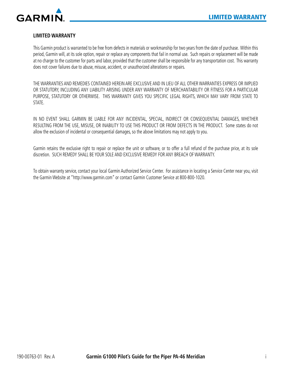 Garmin G1000 Piper PA-46 Meridian User Manual | Page 5 / 572