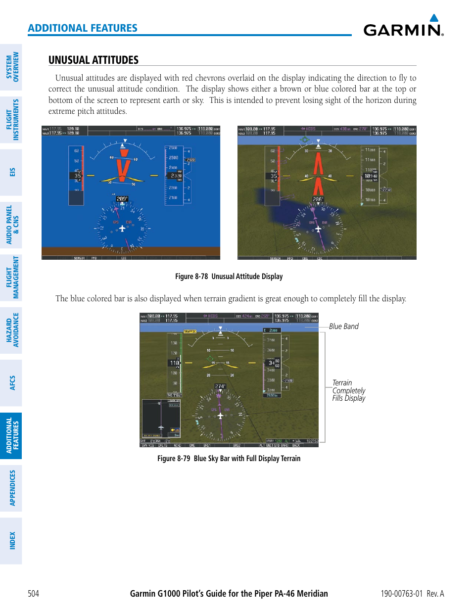 Unusual attitudes, Additional features | Garmin G1000 Piper PA-46 Meridian User Manual | Page 518 / 572