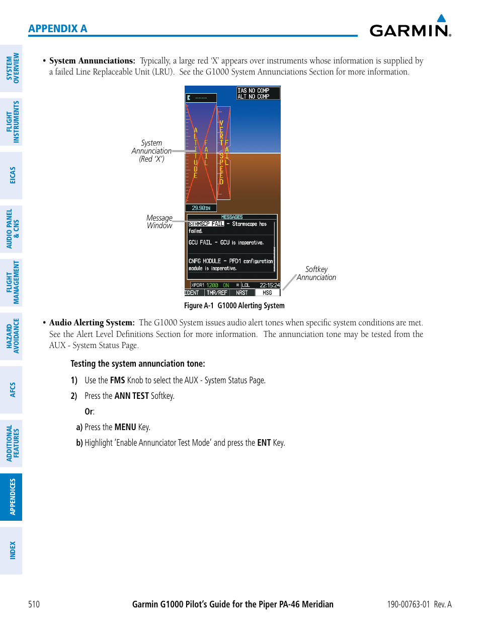 Appendix a | Garmin G1000 Piper PA-46 Meridian User Manual | Page 524 / 572