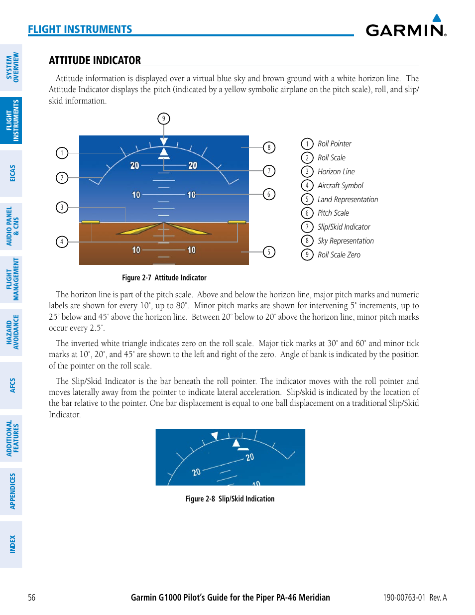 Attitude indicator, Flight instruments | Garmin G1000 Piper PA-46 Meridian User Manual | Page 70 / 572