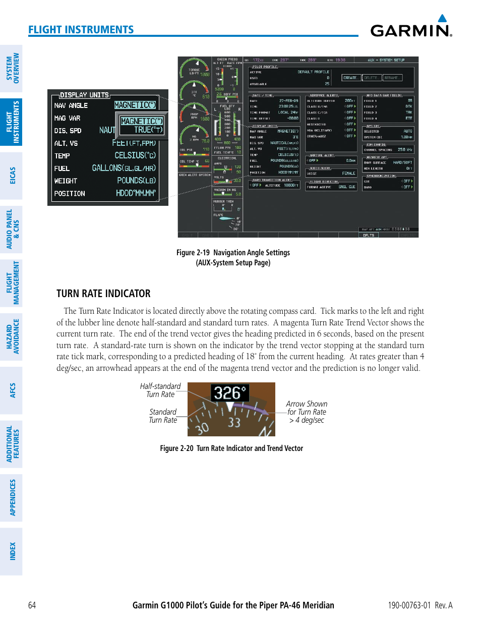 Flight instruments, Turn rate indicator | Garmin G1000 Piper PA-46 Meridian User Manual | Page 78 / 572