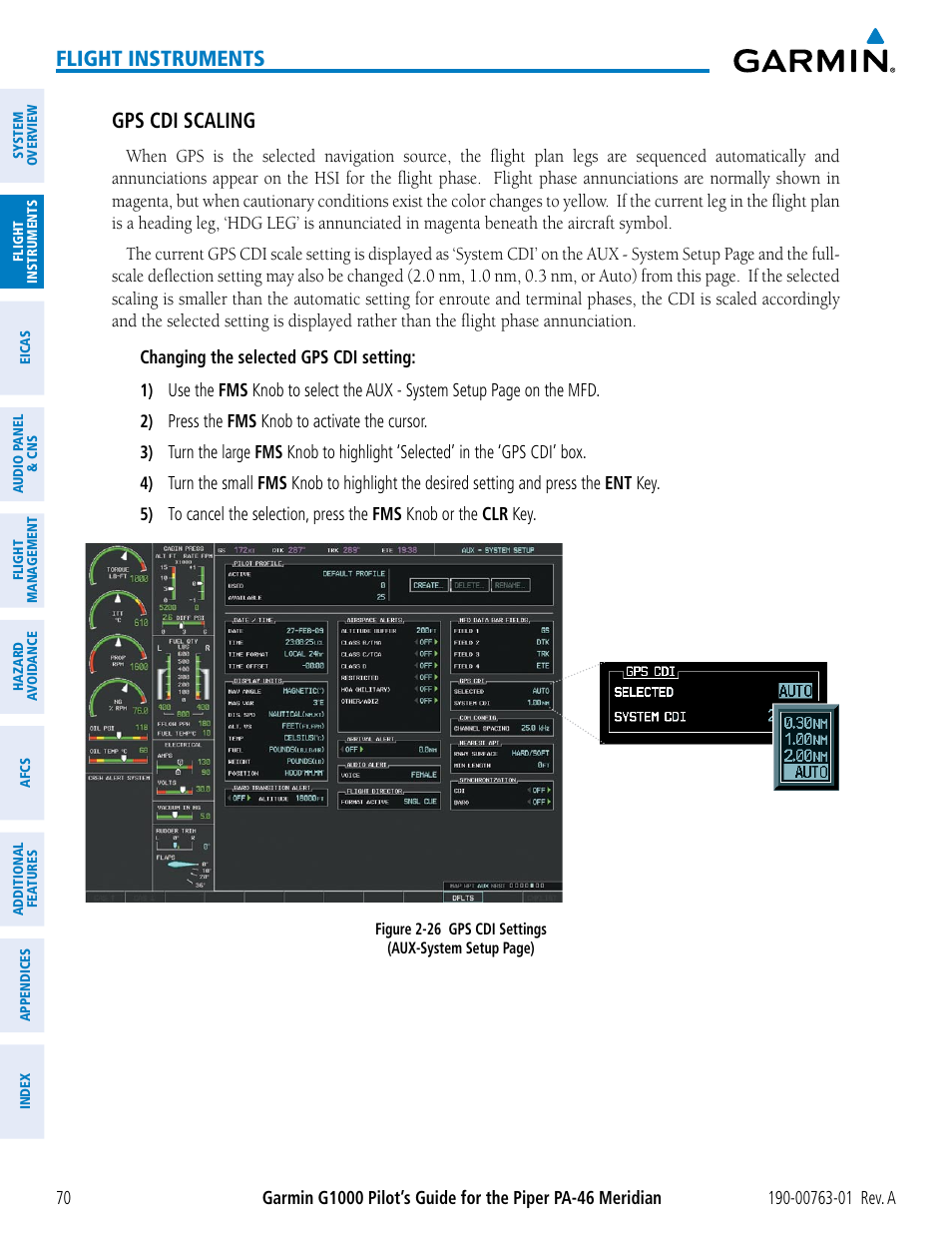 Flight instruments, Gps cdi scaling | Garmin G1000 Piper PA-46 Meridian User Manual | Page 84 / 572