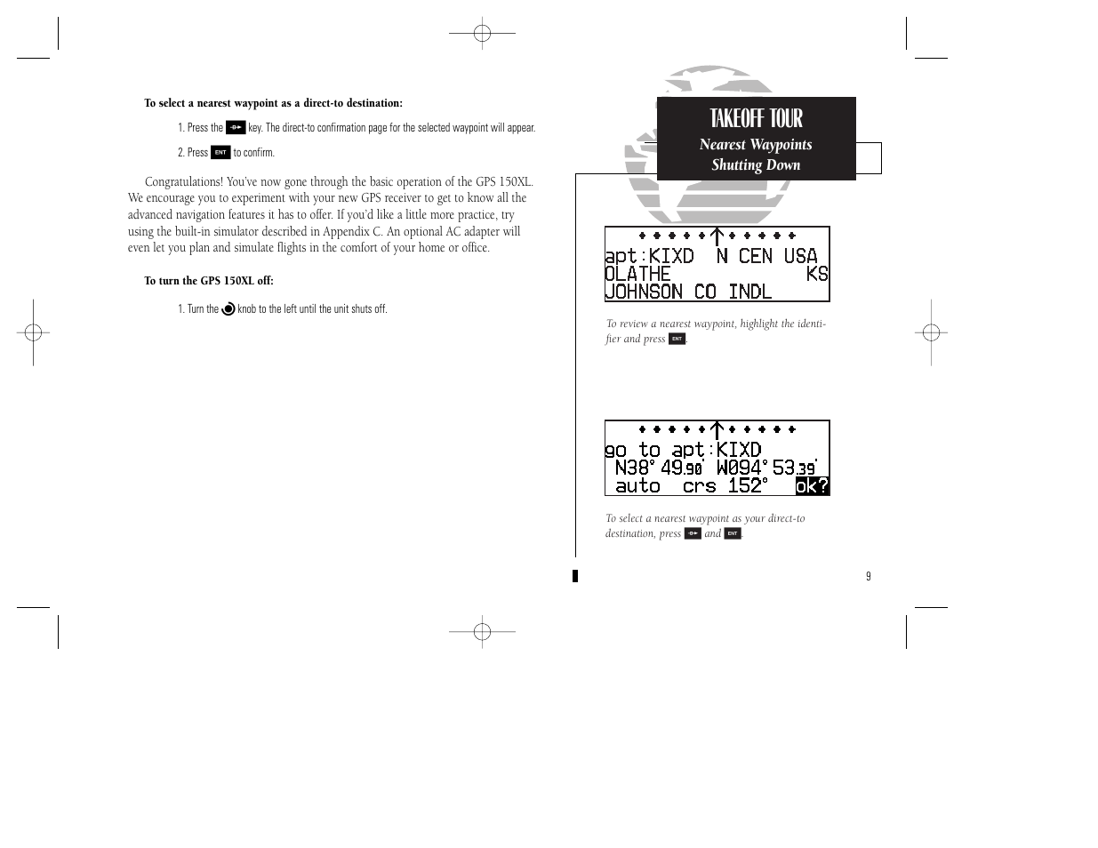 Takeoff tour | Garmin GPS 150XL User Manual | Page 19 / 112