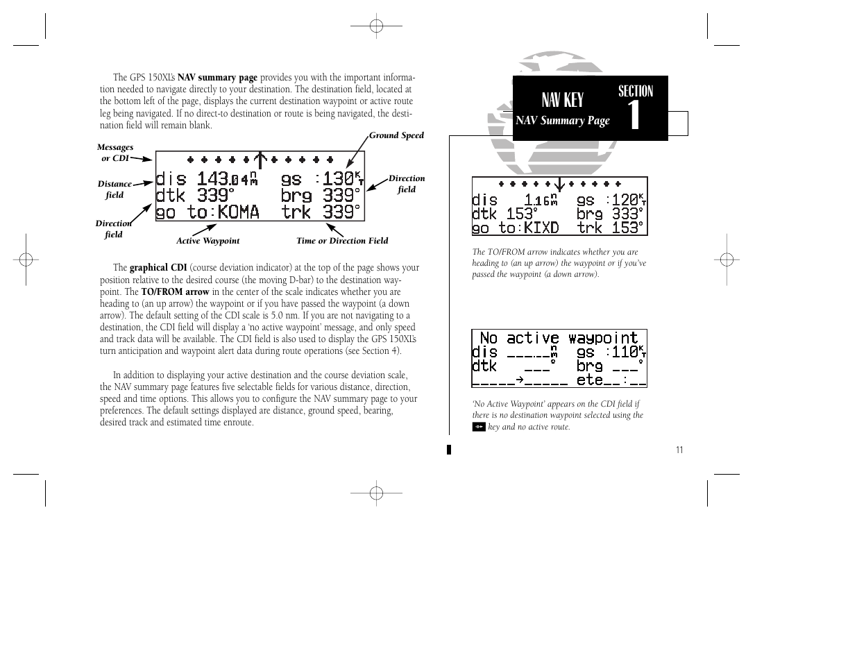 Nav key | Garmin GPS 150XL User Manual | Page 21 / 112