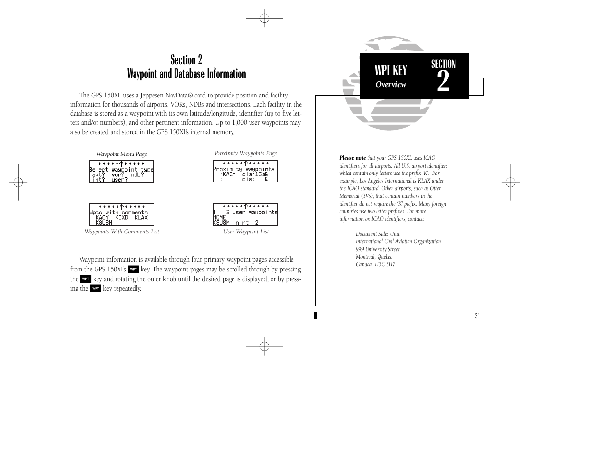Wpt key | Garmin GPS 150XL User Manual | Page 41 / 112