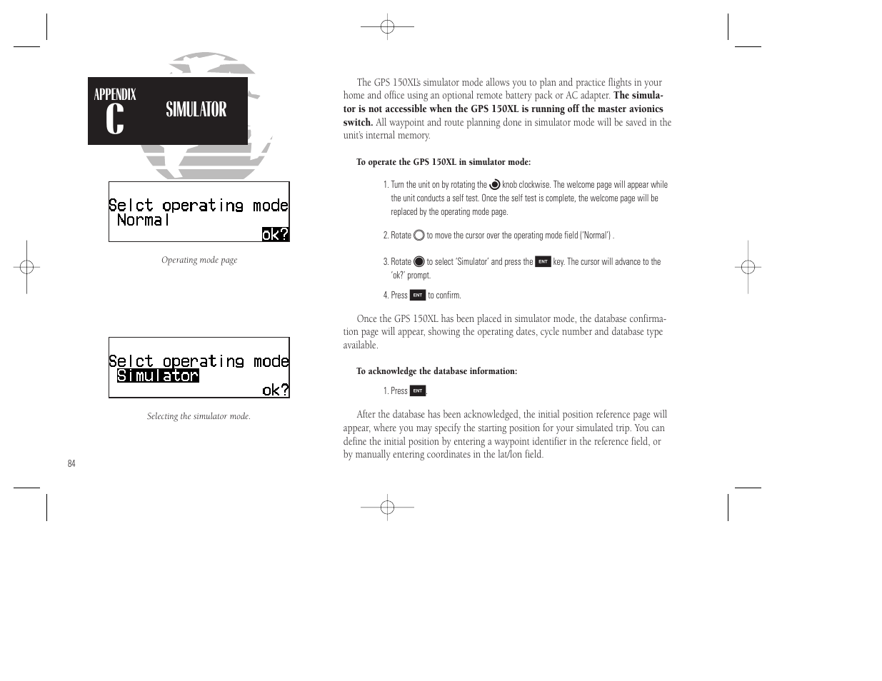 Simulator, Appendix | Garmin GPS 150XL User Manual | Page 94 / 112