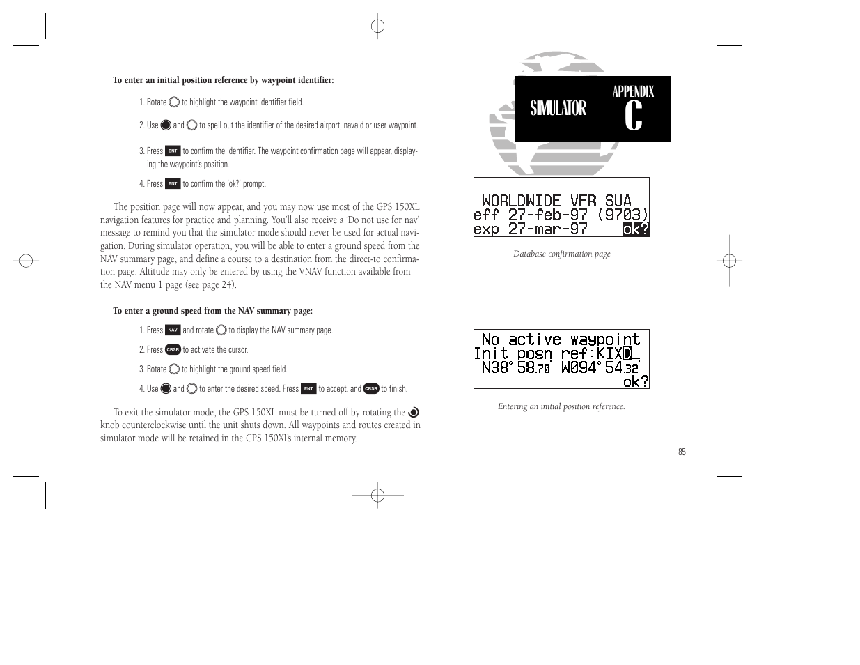 Simulator, Appendix | Garmin GPS 150XL User Manual | Page 95 / 112