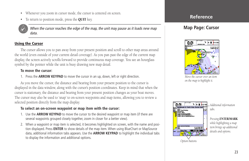 Cursor | Garmin GPSMAP 178C Sounder User Manual | Page 33 / 134