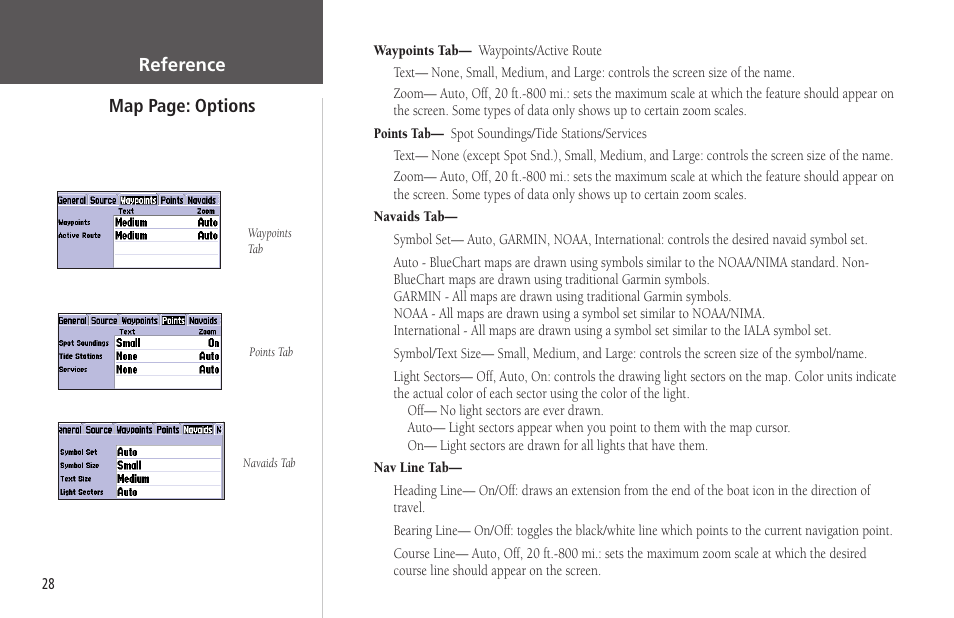 Reference map page: options | Garmin GPSMAP 178C Sounder User Manual | Page 38 / 134