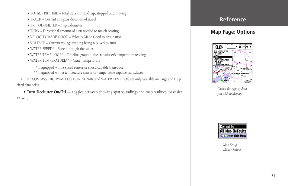 Reference map page: options | Garmin GPSMAP 178C Sounder User Manual | Page 41 / 134