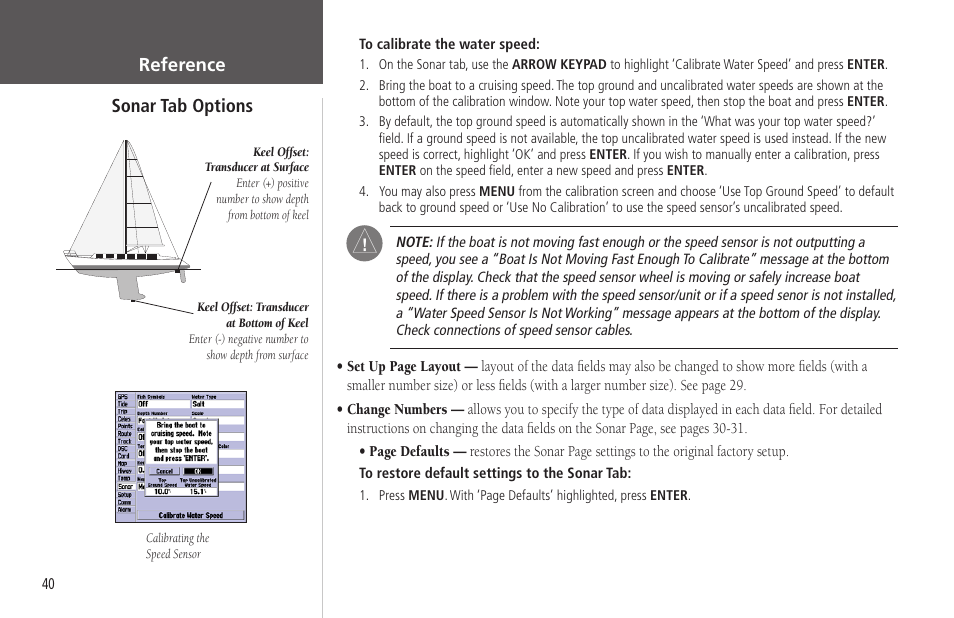 Reference sonar tab options | Garmin GPSMAP 178C Sounder User Manual | Page 50 / 134
