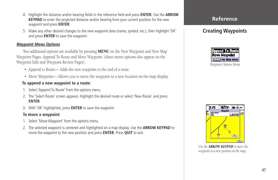 Reference creating waypoints | Garmin GPSMAP 178C Sounder User Manual | Page 57 / 134