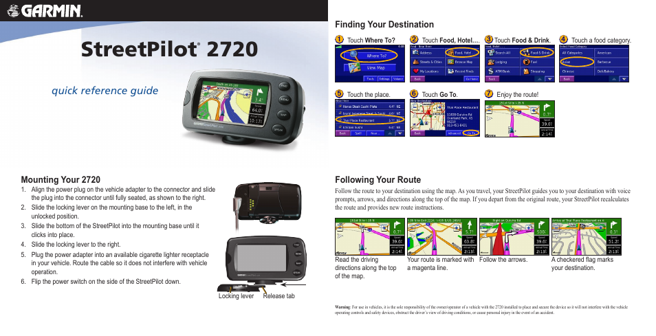 Garmin StreetPilot 2720 User Manual | 2 pages