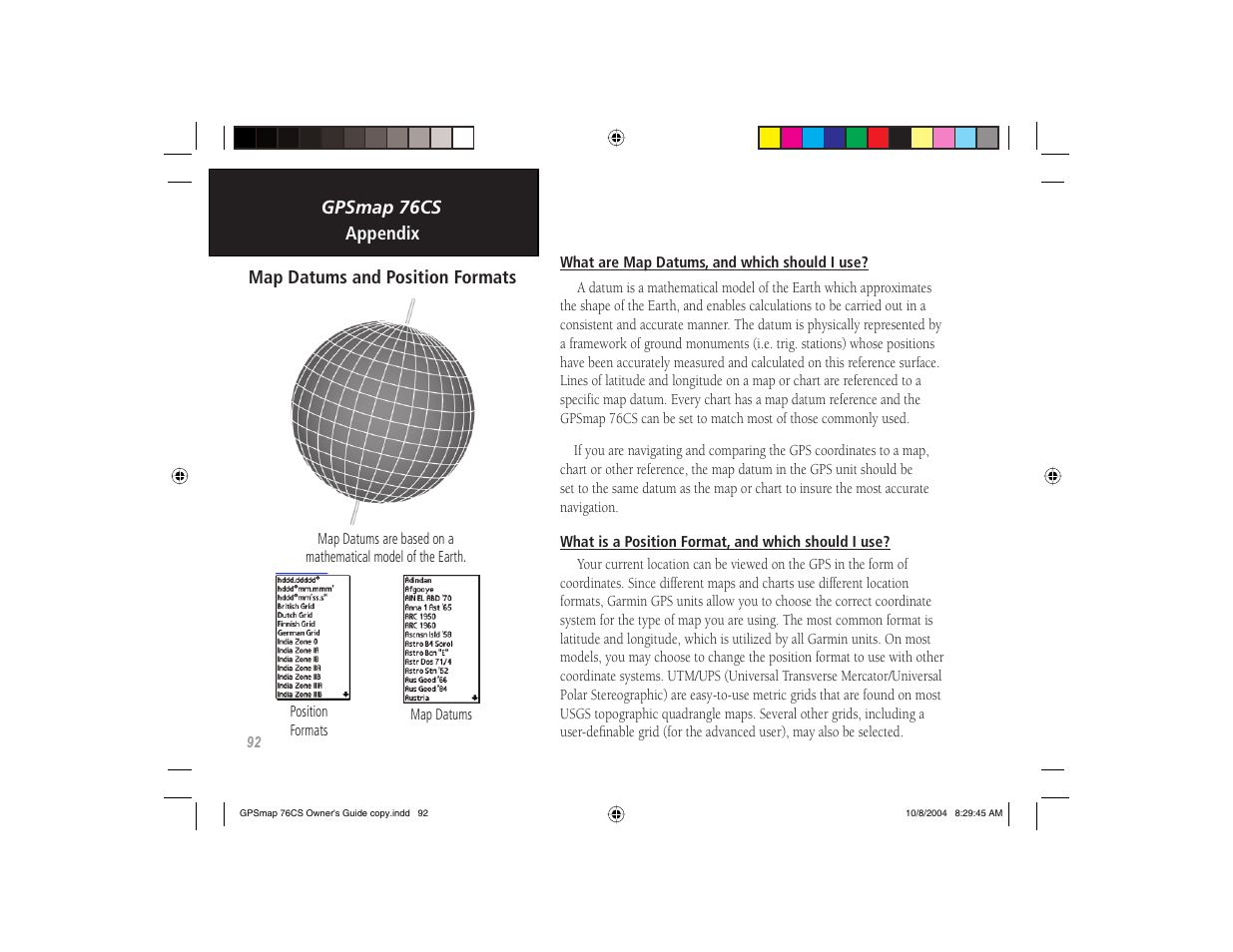 Garmin GPSMAP 76CS User Manual | Page 102 / 110