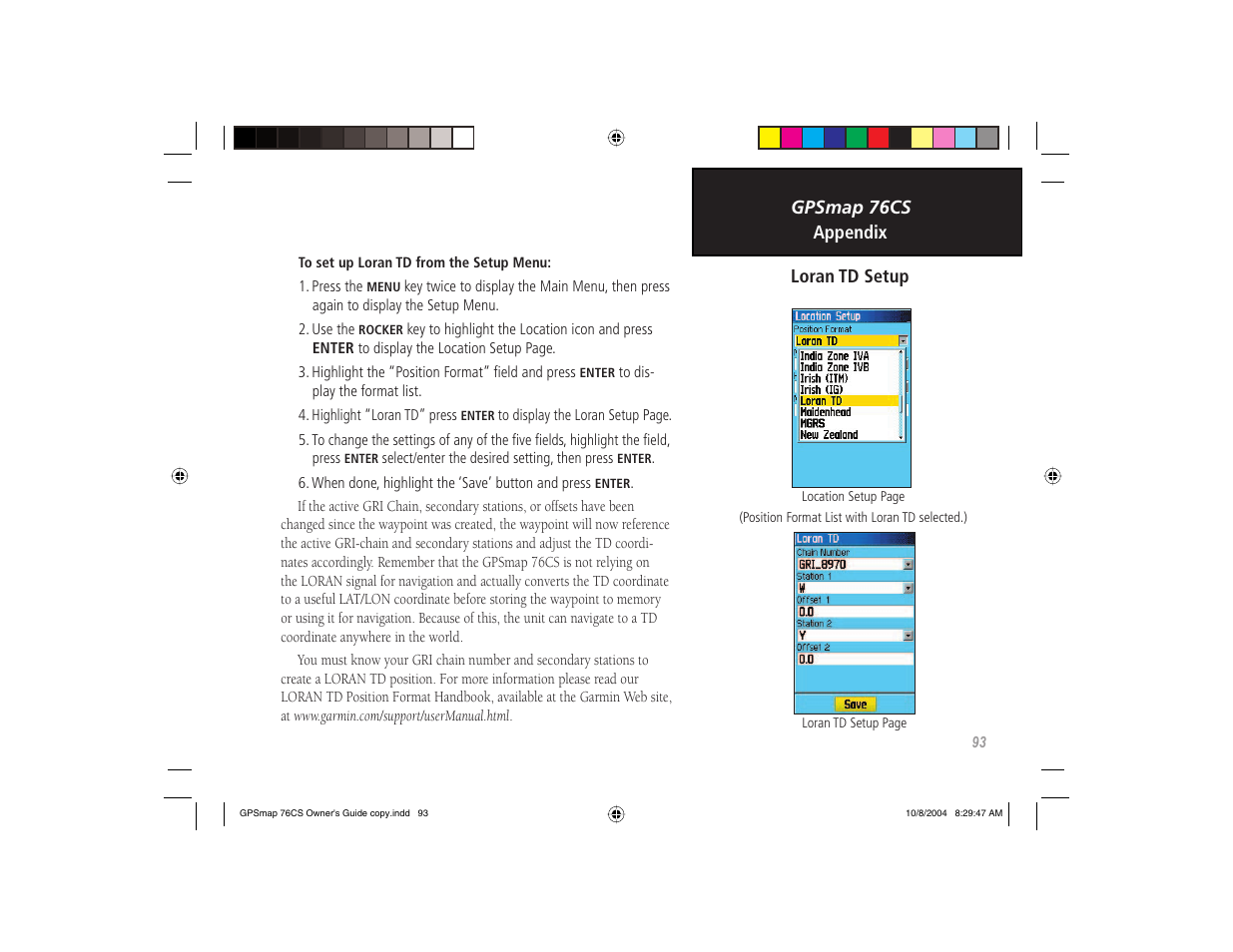 Garmin GPSMAP 76CS User Manual | Page 103 / 110