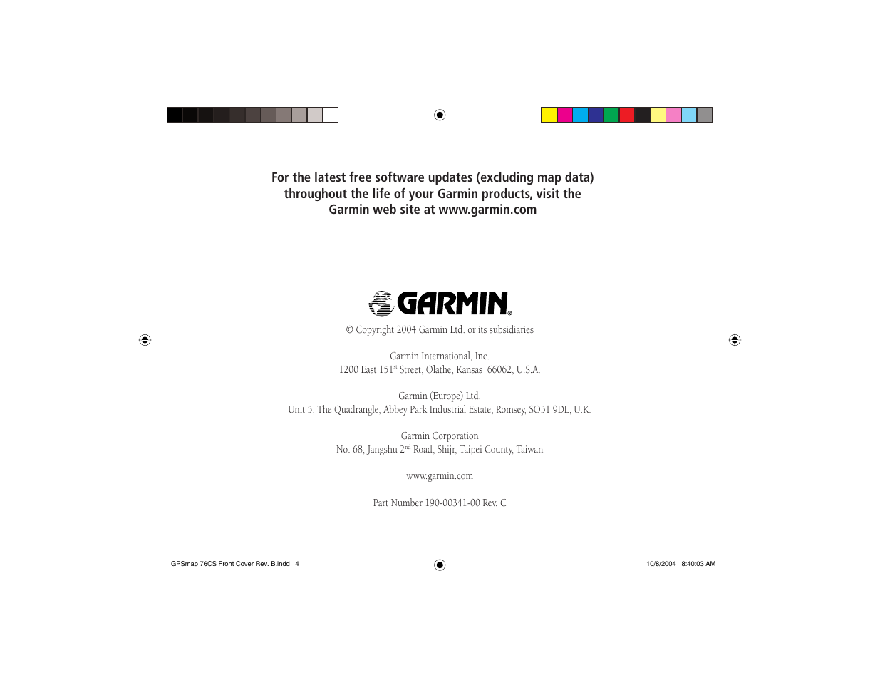 Garmin GPSMAP 76CS User Manual | Page 110 / 110