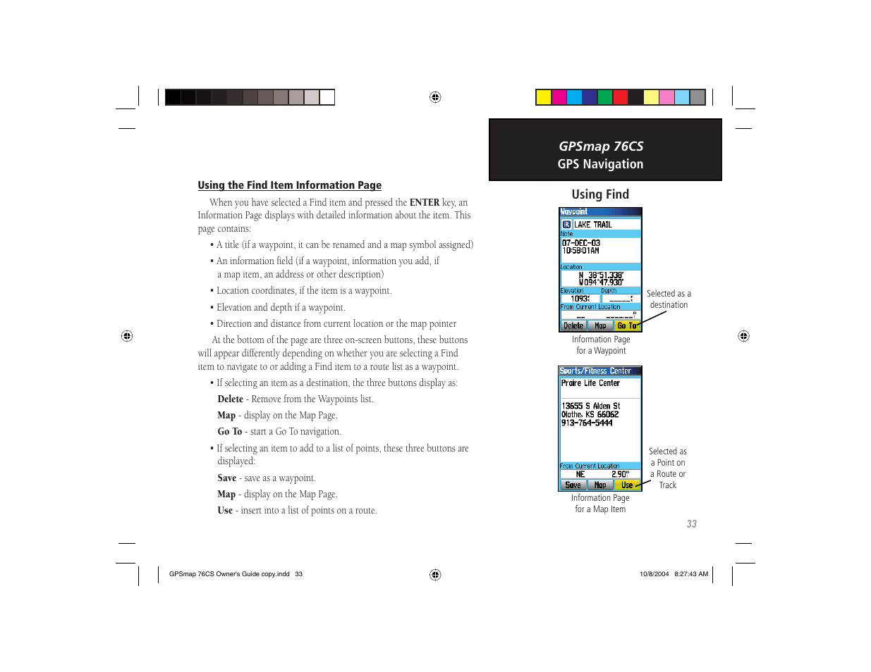 Garmin GPSMAP 76CS User Manual | Page 43 / 110