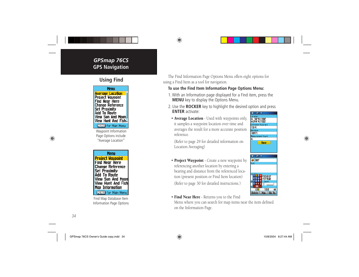 Garmin GPSMAP 76CS User Manual | Page 44 / 110