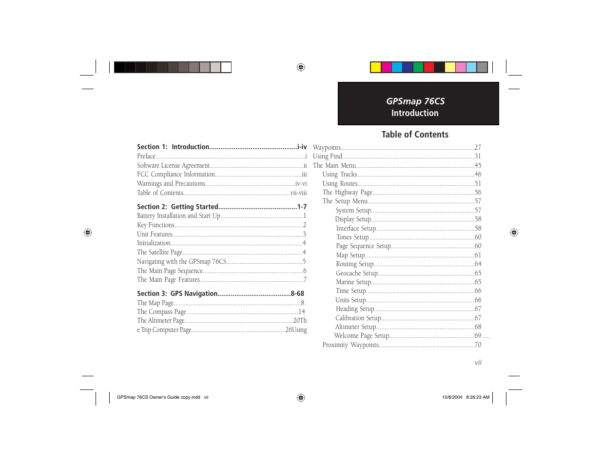 Garmin GPSMAP 76CS User Manual | Page 9 / 110