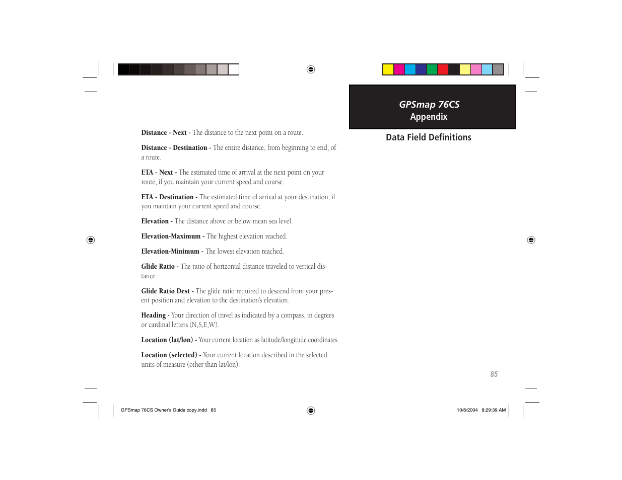 Garmin GPSMAP 76CS User Manual | Page 95 / 110