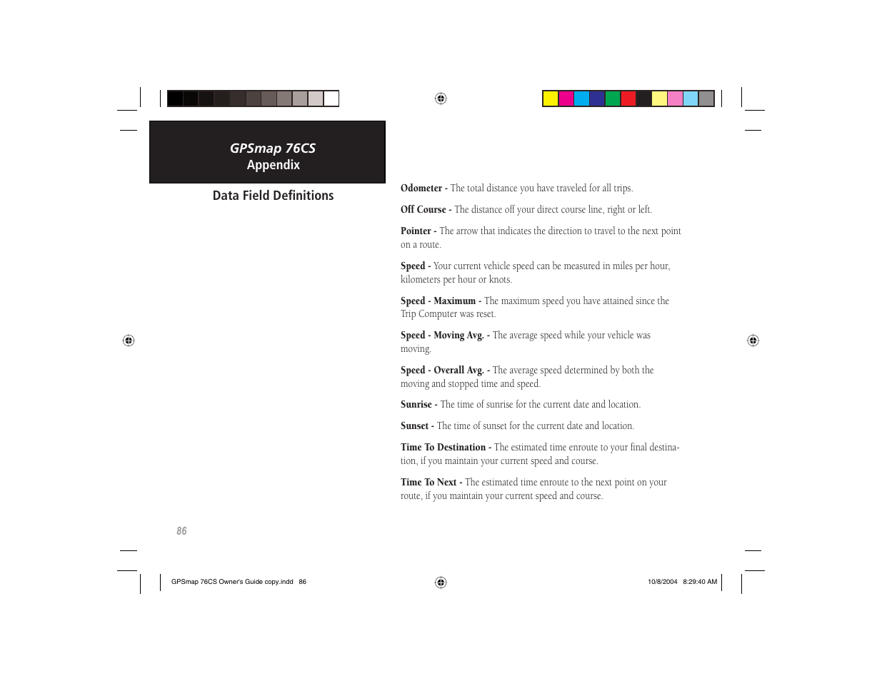Garmin GPSMAP 76CS User Manual | Page 96 / 110
