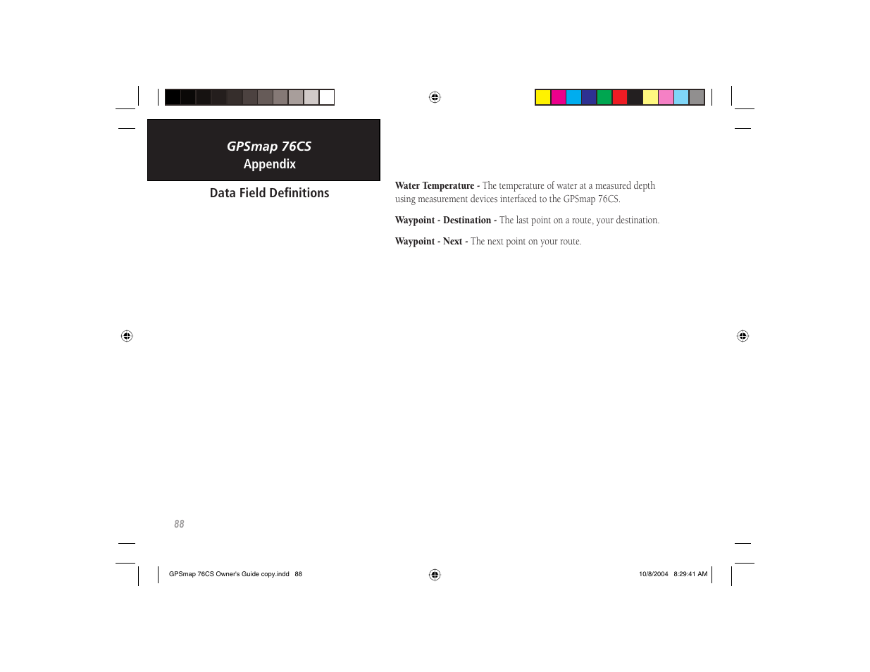 Garmin GPSMAP 76CS User Manual | Page 98 / 110