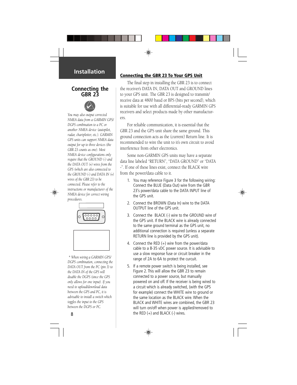 Installation connecting the gbr 23 | Garmin GBR 23 User Manual | Page 10 / 24