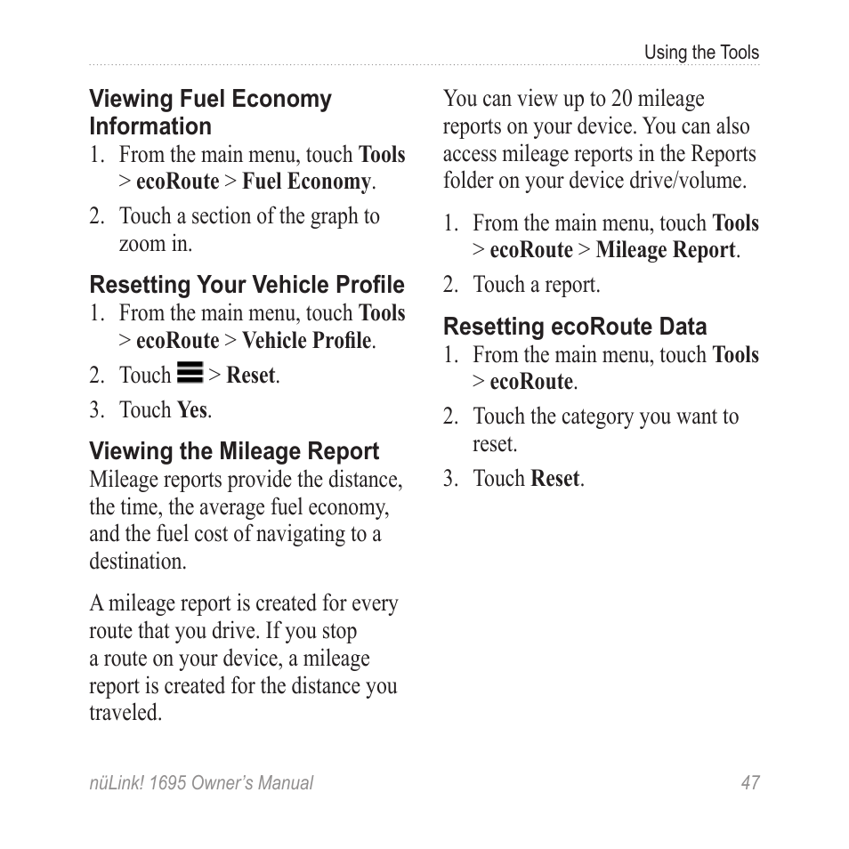 Garmin nuLink! 1695 User Manual | Page 53 / 84