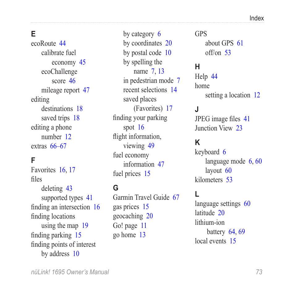 Garmin nuLink! 1695 User Manual | Page 79 / 84