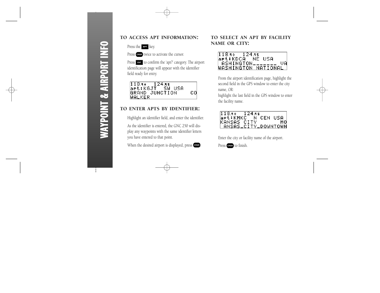 Waypoint & airport info | Garmin GNC 250 User Manual | Page 10 / 24