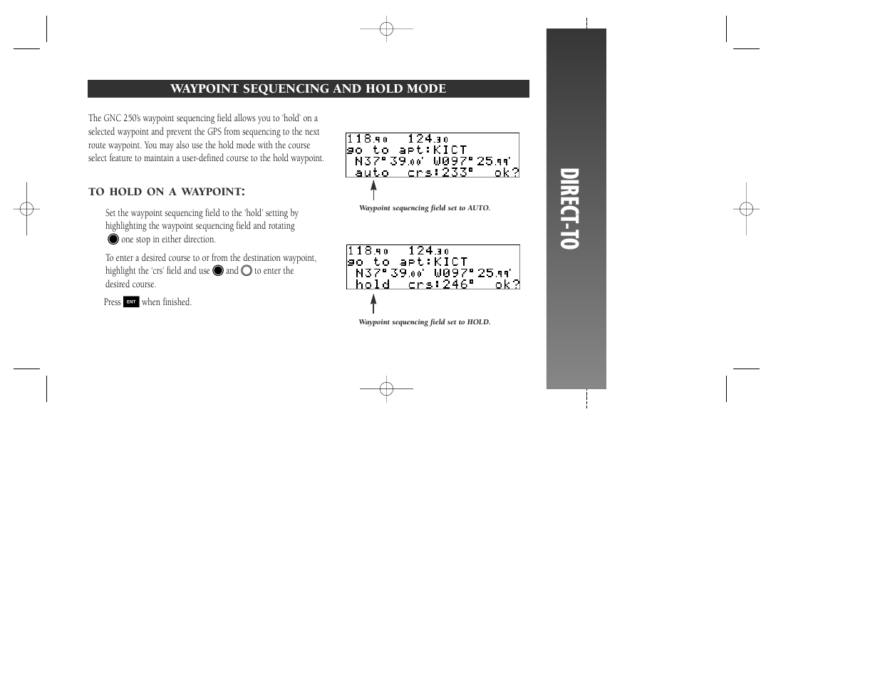 Direct -to | Garmin GNC 250 User Manual | Page 13 / 24