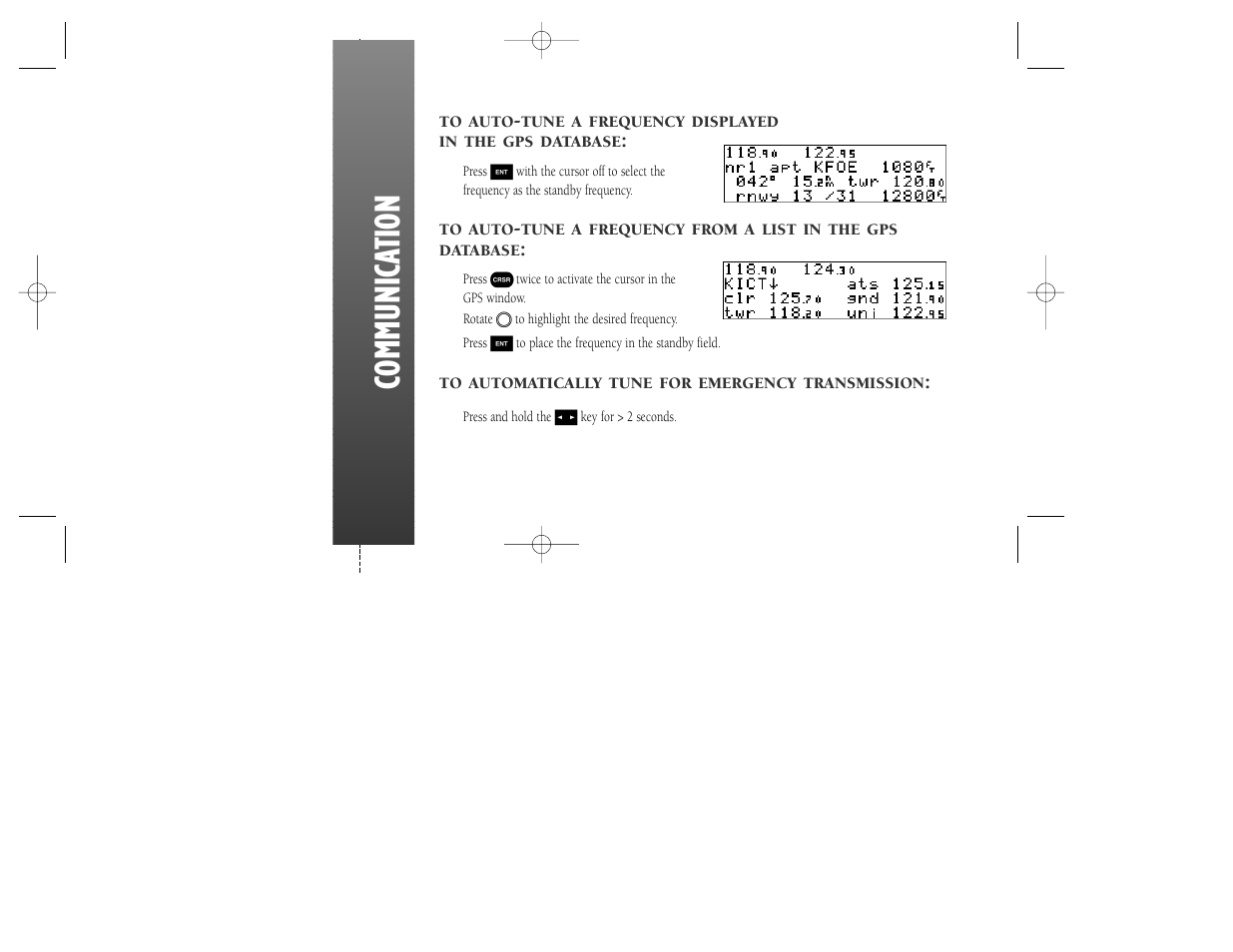 Communica tion | Garmin GNC 250 User Manual | Page 8 / 24