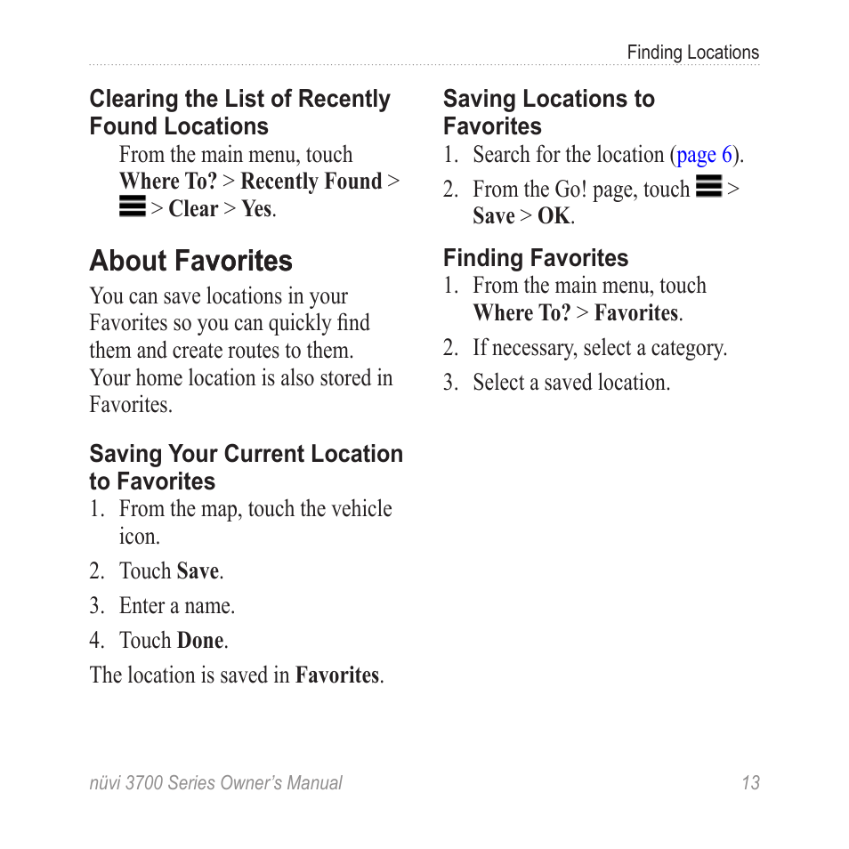 About favorites, About favorites vorites | Garmin nuvi 3790T User Manual | Page 19 / 80