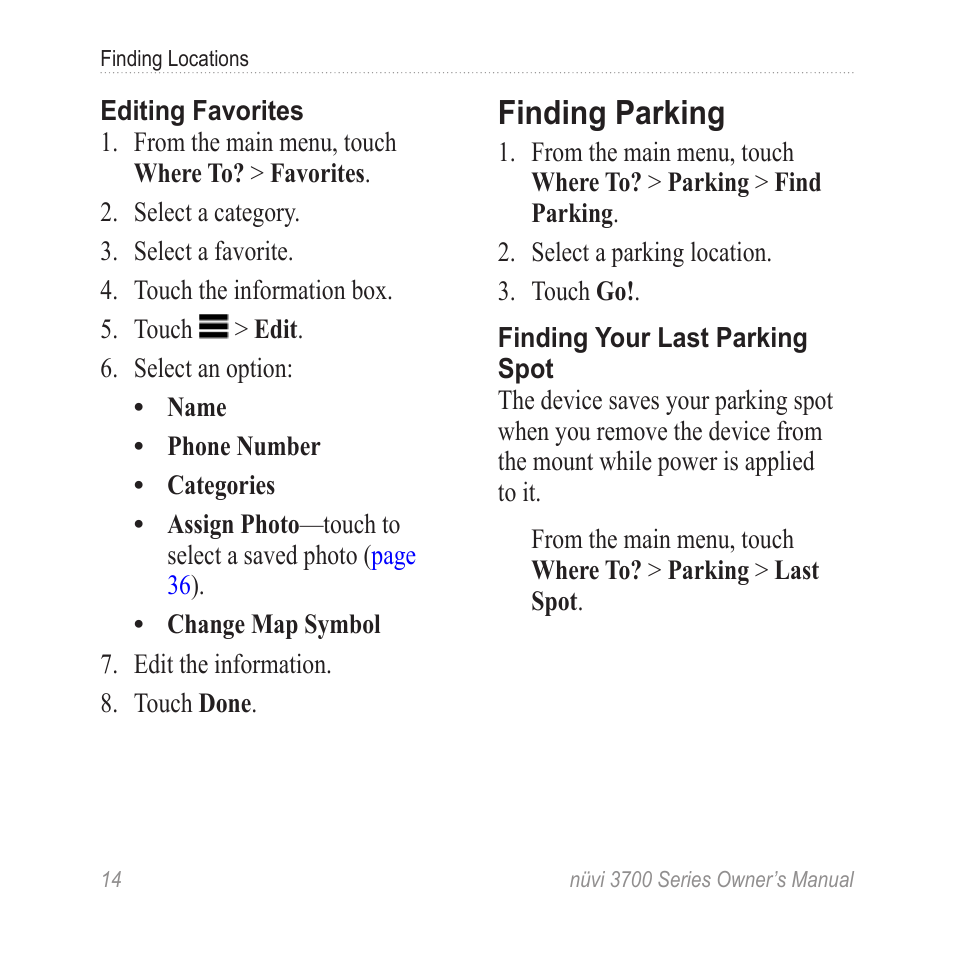Finding parking | Garmin nuvi 3790T User Manual | Page 20 / 80